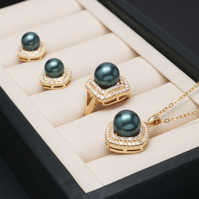 ❤️30k Diamond Classic 18K Gold Akoya Pearl Set Double Trephine