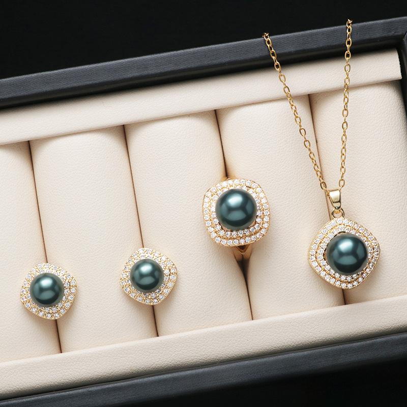 ❤️30k Diamond Classic 18K Gold Akoya Pearl Set Double Trephine