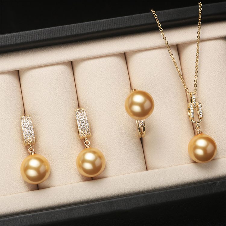 🎁yang 12k Limited Time Promotion🎁Japan Top Akoya Pearl Jewelry Set (Necklace+Earrings+Adjustable ring)