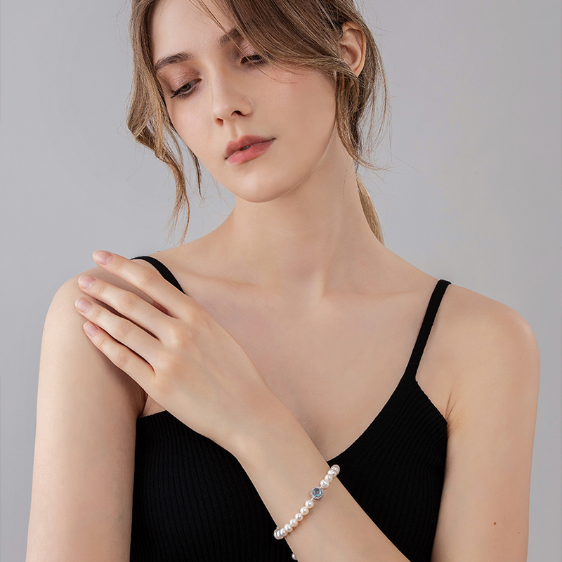 ✨36-2 AAAA Akoya Aquamarine Pearl Bracelet