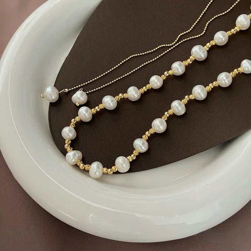 Florence Dainty Pearl Necklace | 24k Gold Plated