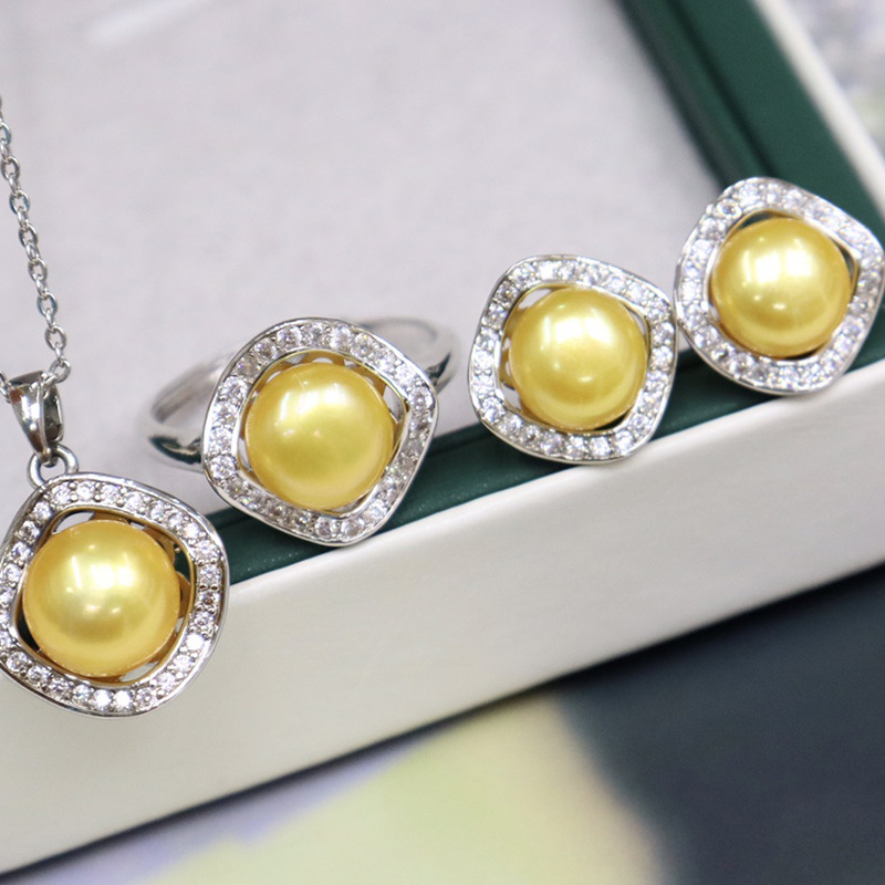 ❤️36k Akoya Pearl Jewelry Three-piece Set (Necklace, Ring, Earrings)