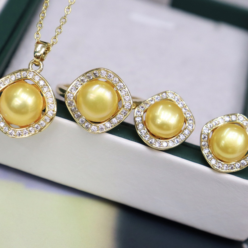 ❤️36k Akoya Pearl Jewelry Three-piece Set (Necklace, Ring, Earrings)