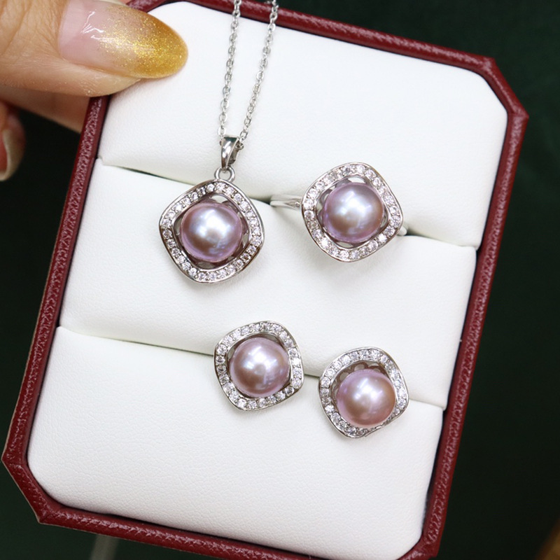 ❤️36k Akoya Pearl Jewelry Three-piece Set (Necklace, Ring, Earrings)