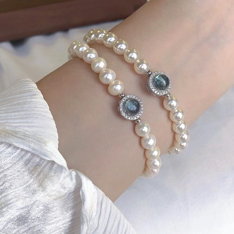 ❤️15k-2 Aquamarine Pearl Set | 925 Sterling Silver