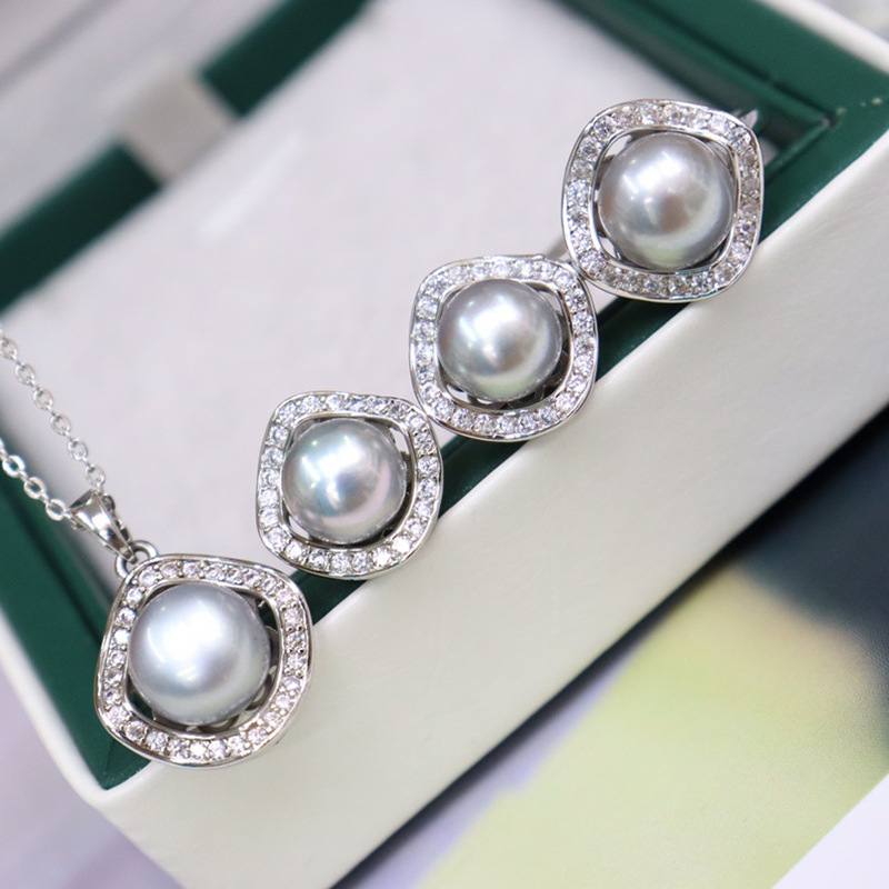 ❤️36k Akoya Pearl Jewelry Three-piece Set (Necklace, Ring, Earrings)