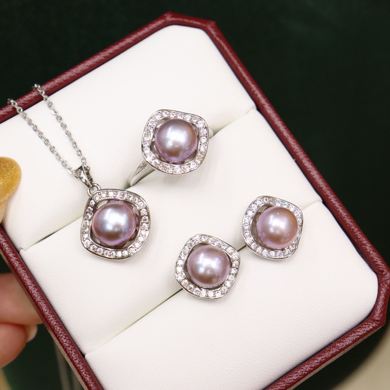 ❤️36k Akoya Pearl Jewelry Three-piece Set (Necklace, Ring, Earrings)