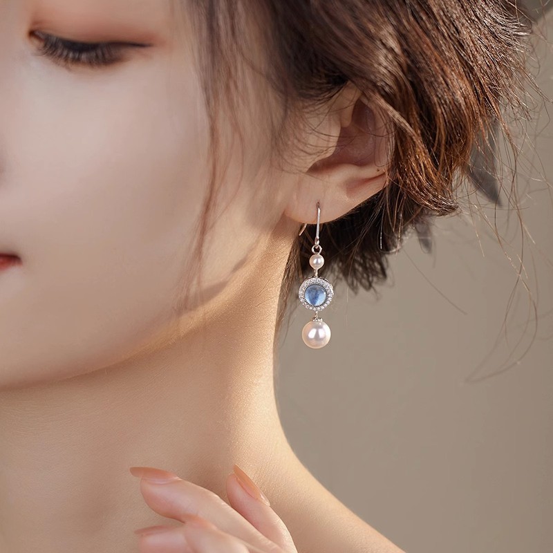 ❤️15k-2 Aquamarine Pearl Set | 925 Sterling Silver