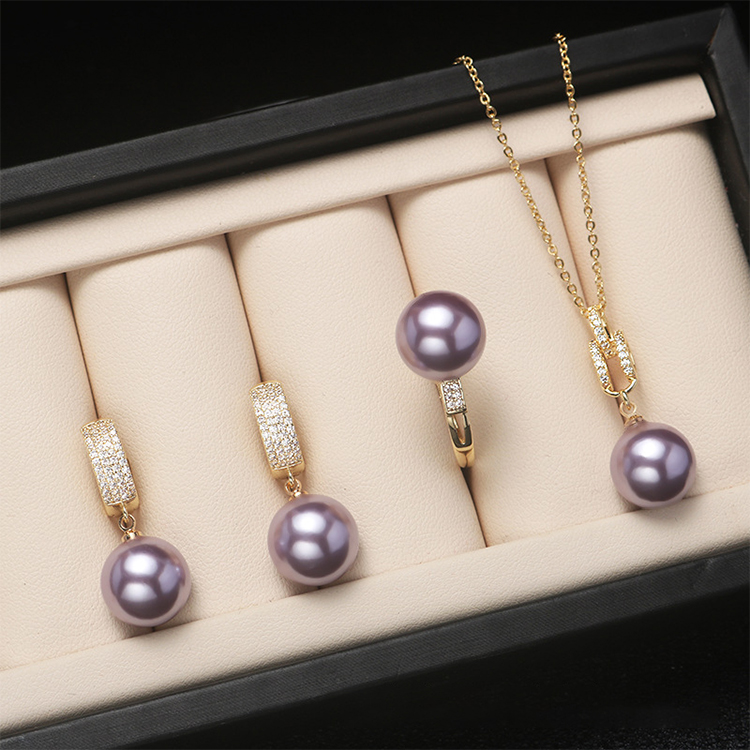 🎁yang 12k Limited Time Promotion🎁Japan Top Akoya Pearl Jewelry Set (Necklace+Earrings+Adjustable ring)