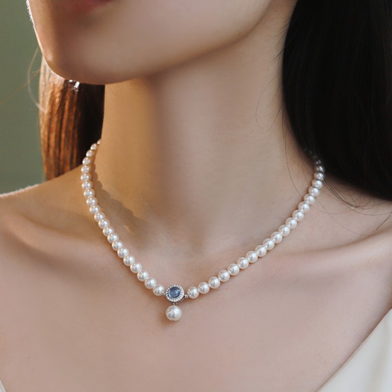 ❤️15k-2 Aquamarine Pearl Set | 925 Sterling Silver