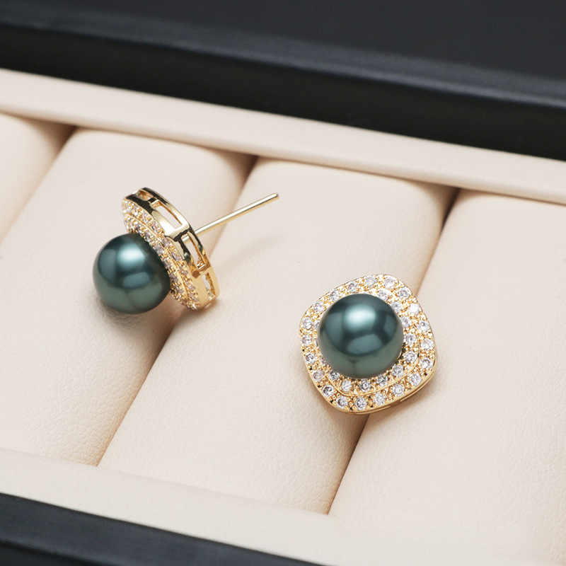 ❤️30k Diamond Classic 18K Gold Akoya Pearl Set Double Trephine