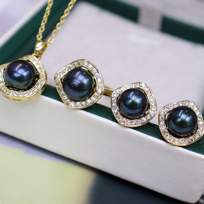 ❤️36k Akoya Pearl Jewelry Three-piece Set (Necklace, Ring, Earrings)